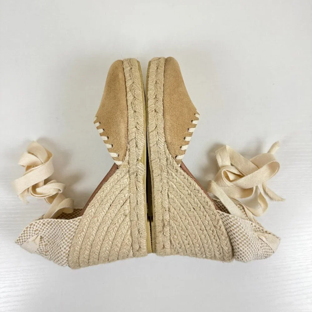 New Picon Suede Leather Lace Up Espadrille Wedge